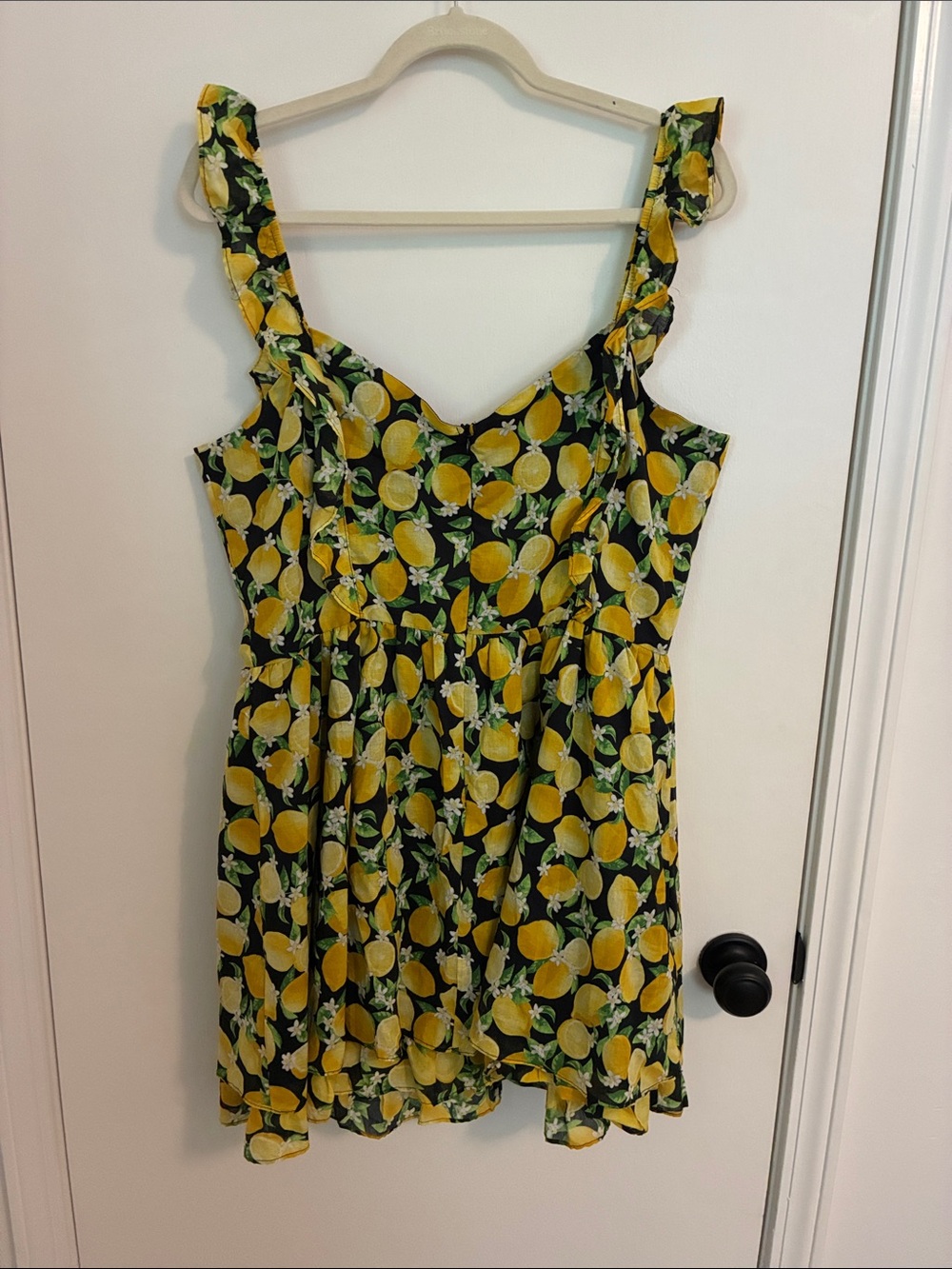 Betsey Johnson NWT Layla Lemon Mini Dress Sweetheart Lace-Up Ruffle Cotton - Picture 7 of 7